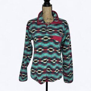 Patagonia Synchilla Snap T Fleece Pullover Sz L Wild Desert Aztec Teal Pink